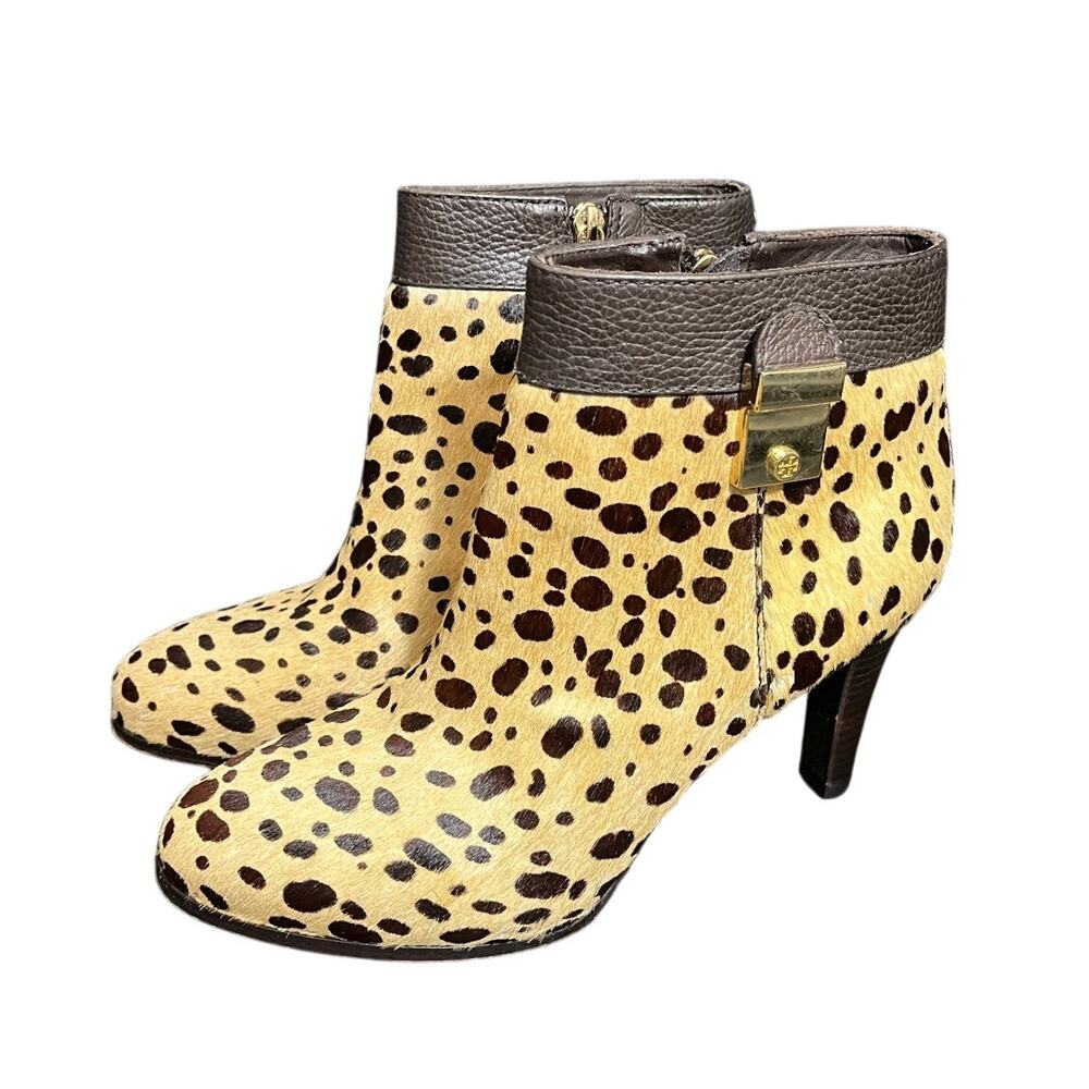Tory Burch Priscilla Animal‎ Print Bootie Calf Hair Cheetah Leopard Womens 8.5
